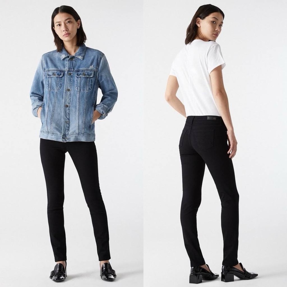 New AG The Stilt Cigarette Leg Jeans Super Black Adriano Goldschmied